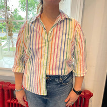 Load image into Gallery viewer, Vintage 1990s Rainbow Plus Size Cotton Rainbow Button Down Shirt 16/18