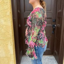 Load image into Gallery viewer, Vintage y2k Alberto Makali Multi Pleated Sequin Embellished Long Sleeve Blouse XL