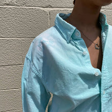 Load image into Gallery viewer, Upcycled J.Crew Pastel Blue Tie Dye Cotton Collared Button Down Shirt L