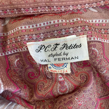 Load image into Gallery viewer, Vintage 70s Boho Micropleat Polyester Pink Paisley Print Shirtwaist Dress 12