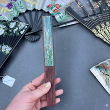 Load image into Gallery viewer, Vintage Novelty Souvenir Paper and Wood Fan Lily Pad Bird Print