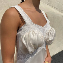 Load image into Gallery viewer, Vintage 1940s White Lace Bias Slip Maxi Dress Nightgown