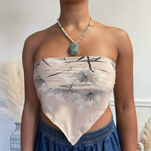 Load image into Gallery viewer, Vintage 1950s 100% Silk Square Scarf Tan Floral Wish Print