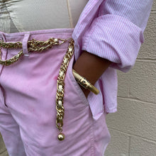 Load image into Gallery viewer, Vintage 1980s Classic Gold Leather Chain Woven Belt