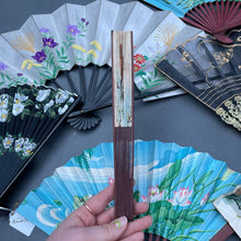Load image into Gallery viewer, Vintage Novelty Souvenir Paper and Wood Fan Floral Print