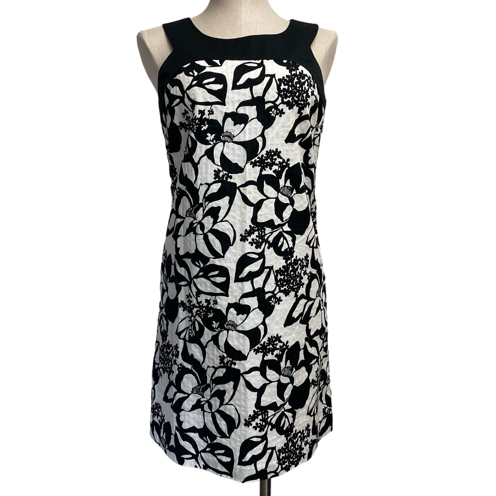 y2k Loft Black White Floral Shift Sheath Short Mini Dress 4 P – Karnet  Creative