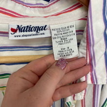 Load image into Gallery viewer, Vintage 1990s Rainbow Plus Size Cotton Rainbow Button Down Shirt 16/18