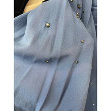 Load image into Gallery viewer, Robert Rodriguez 100% Silk Blue Rhinestone Asymmetrical Shoulder Gauzy Blouse