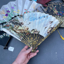 Load image into Gallery viewer, Vintage Novelty Souvenir Paper and Wood Fan Tree Landscape Print