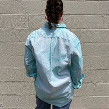 Load image into Gallery viewer, Upcycled J.Crew Pastel Blue Tie Dye Cotton Collared Button Down Shirt L