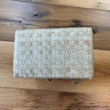 Load image into Gallery viewer, Vintage 80s Woven Raffia Basket Bag Red/Blue Aztec Southwest Pattern