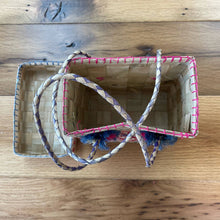 Load image into Gallery viewer, Vintage 80s Woven Raffia Basket Bag Red/Blue Aztec Southwest Pattern