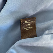 Load image into Gallery viewer, Robert Rodriguez 100% Silk Blue Rhinestone Asymmetrical Shoulder Gauzy Blouse