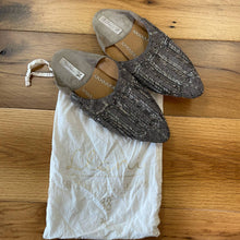 Load image into Gallery viewer, Llani Slippers Gray Beaded Mules Pointed Toe Sz EU 38