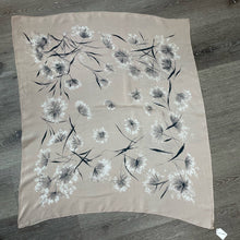 Load image into Gallery viewer, Vintage 1950s 100% Silk Square Scarf Tan Floral Wish Print