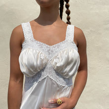 Load image into Gallery viewer, Vintage 1940s White Lace Bias Slip Maxi Dress Nightgown