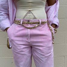 Load image into Gallery viewer, Vintage 1980s Classic Gold Leather Chain Woven Belt