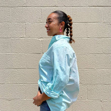 Load image into Gallery viewer, Upcycled J.Crew Pastel Blue Tie Dye Cotton Collared Button Down Shirt L