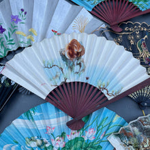 Load image into Gallery viewer, Vintage Novelty Souvenir Paper and Wood Fan Floral Print