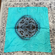 Load image into Gallery viewer, Vintage 100% Silk Hand-Dyed Teal Grey Square Scarf Tie-Dye