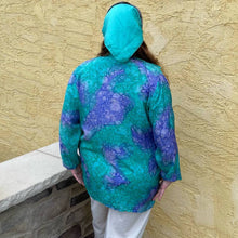 Load image into Gallery viewer, Vintage 80s 100% Silk Art-to-Wear Painted Blue Print Blazer Jacket O/S