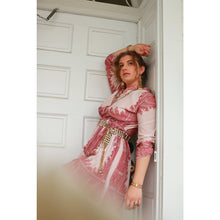 Load image into Gallery viewer, Vintage 70s Boho Micropleat Polyester Pink Paisley Print Shirtwaist Dress 12