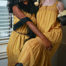 Load image into Gallery viewer, Doen Boho Prairie Yellow Organic Cotton Midi Dress Ruffle Detail XS