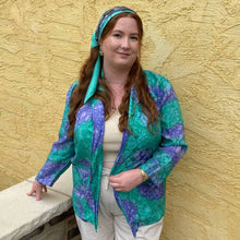 Load image into Gallery viewer, Vintage 80s 100% Silk Art-to-Wear Painted Blue Print Blazer Jacket O/S