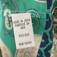 Load image into Gallery viewer, Creme Fraiche 100% Silk Classic Paisley Green Print Tunic Dress S