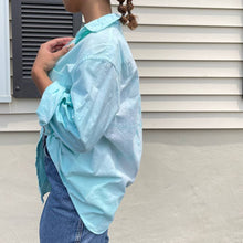 Load image into Gallery viewer, Upcycled J.Crew Pastel Blue Tie Dye Cotton Collared Button Down Shirt L