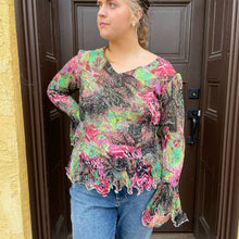 Load image into Gallery viewer, Vintage y2k Alberto Makali Multi Pleated Sequin Embellished Long Sleeve Blouse XL