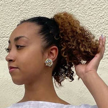 Load image into Gallery viewer, Vintage 1960s Beaded Iridescent Statement Costume Clip On Earrings