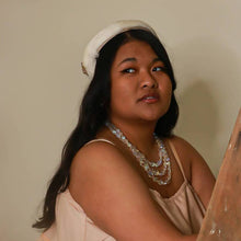 Load image into Gallery viewer, Vintage 1950s White Feather Hat Costume Pearl Beaded Bridal