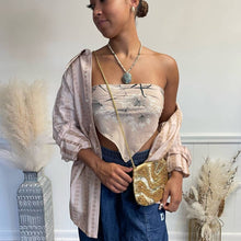 Load image into Gallery viewer, Vintage 1950s 100% Silk Square Scarf Tan Floral Wish Print