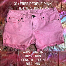 Load image into Gallery viewer, Free People Upcycled Barbie Pink Tie Dye Denim Shorts Sz 31