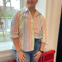 Load image into Gallery viewer, Vintage 1990s Rainbow Plus Size Cotton Rainbow Button Down Shirt 16/18