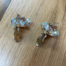 Load image into Gallery viewer, Vintage 1960s Beaded Iridescent Statement Costume Clip On Earrings
