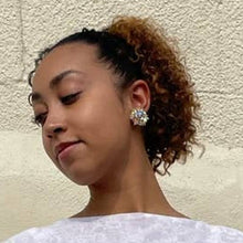 Load image into Gallery viewer, Vintage 1960s Beaded Iridescent Statement Costume Clip On Earrings