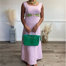 Load image into Gallery viewer, Vintage 1970s Handmade Pink Green Empire Cotton Maxi Dress XS
