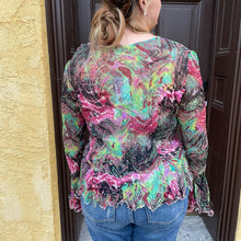 Load image into Gallery viewer, Vintage y2k Alberto Makali Multi Pleated Sequin Embellished Long Sleeve Blouse XL