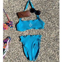 Load image into Gallery viewer, Vintage 90s High Cut Teal Blue Halter Bikini Swimsuit 12