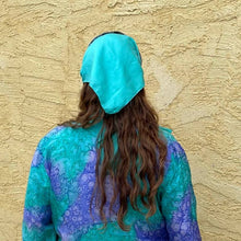 Load image into Gallery viewer, Vintage 100% Silk Hand-Dyed Teal Grey Square Scarf Tie-Dye