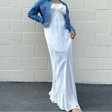 Load image into Gallery viewer, Vintage 1940s White Lace Bias Slip Maxi Dress Nightgown