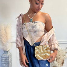 Load image into Gallery viewer, Vintage 1950s 100% Silk Square Scarf Tan Floral Wish Print