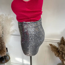 Load image into Gallery viewer, Vintage 1970s Silver Sequin Tube Skirt Top Festive Holiday One Size