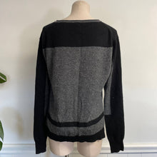 Load image into Gallery viewer, L2 London Cashmere Black Gray Colorblock Cardigan Sz M