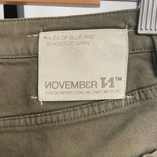 Load image into Gallery viewer, Novemb3r Italian Unisex Streetwear Novemb3r Loop Jean Olive Green Khaki Pants Sz 29
