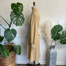 Load image into Gallery viewer, Vintage 1980s Lilli Ann Chamois Micro Faux Suede Tan Long-Sleeved Dress Button-front High Neck