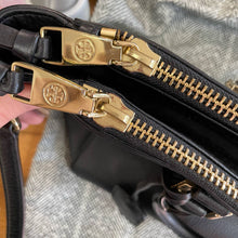 Load image into Gallery viewer, Tory Burch Robinson Pebbled Square Tote Black Purse Handbag Crossbody