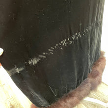 Load image into Gallery viewer, Vintage 1960s Gale Mitchell Black Silk Velvet with Fur Trim Hem Maxi Gown Sz 6